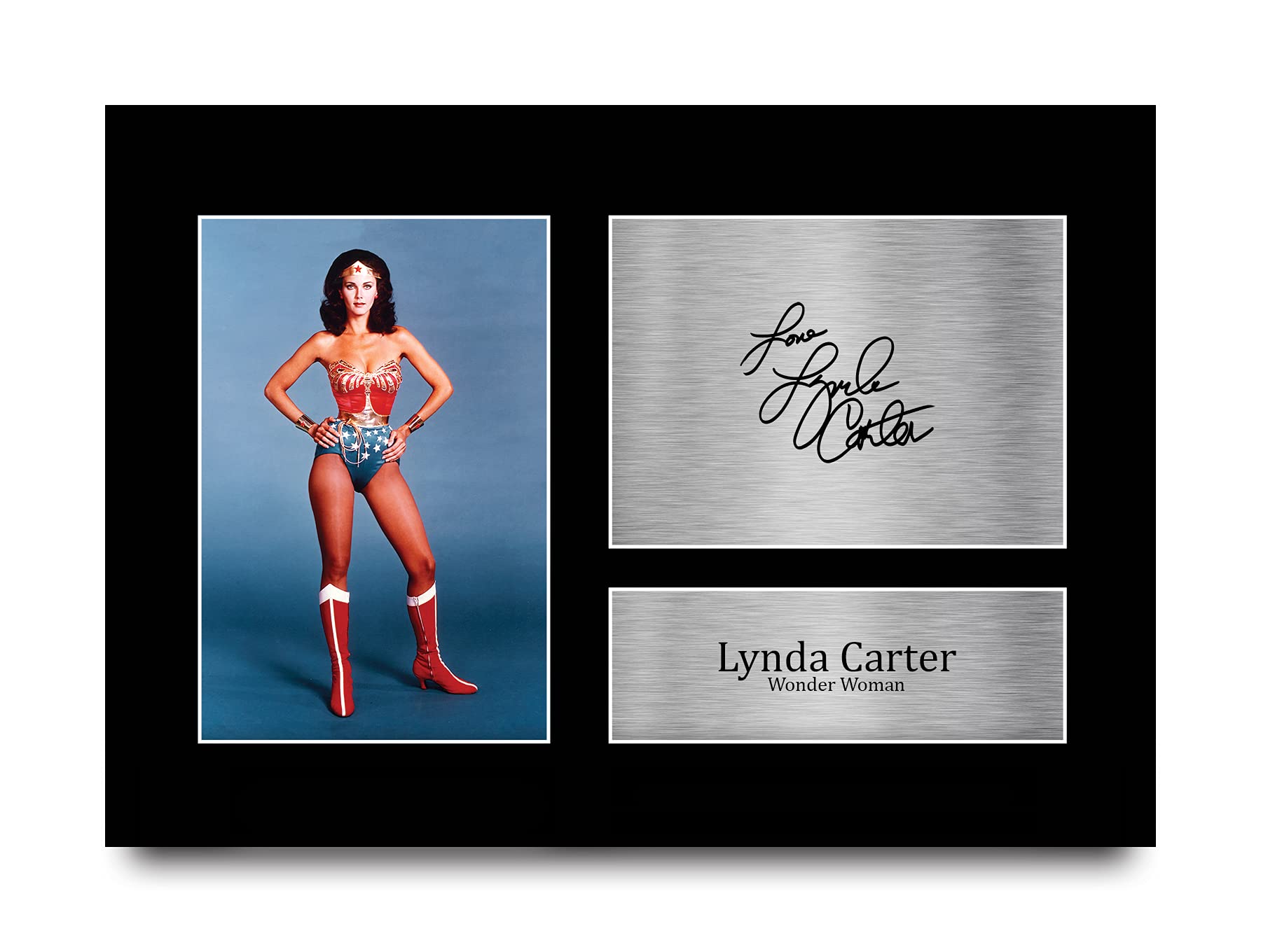 A4 Lynda Carter Wonder Woman Photo Autographiée Signée Cadeau Fan