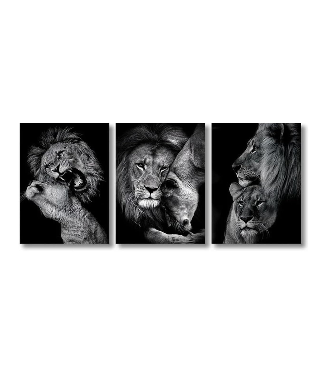 Affiches Murales Lions Noir et Blanc : Cadre Idéal pour Salon Chic