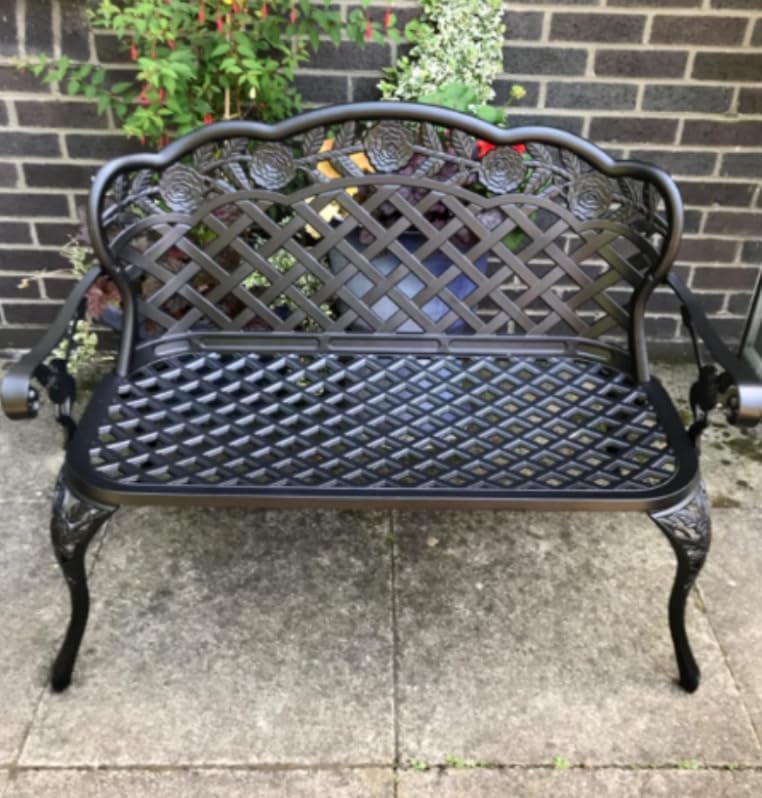 Metal Garden Love Seat French Garden Furniture 2 Seater Bench Black