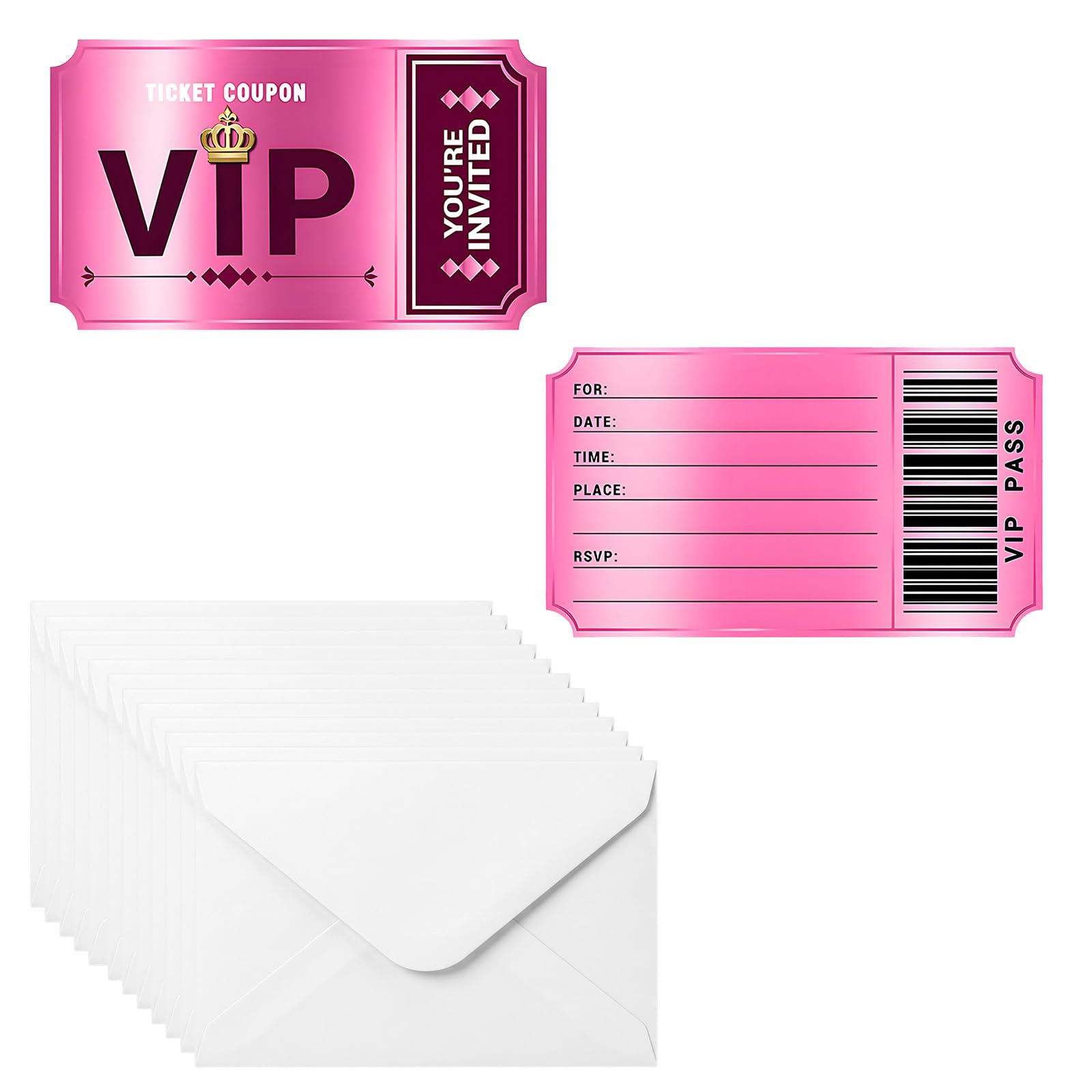 12 Set VIP Invitations Double Sided Movie Birthday Party Invitation Cards with Envelopes for Girls Ladies Women