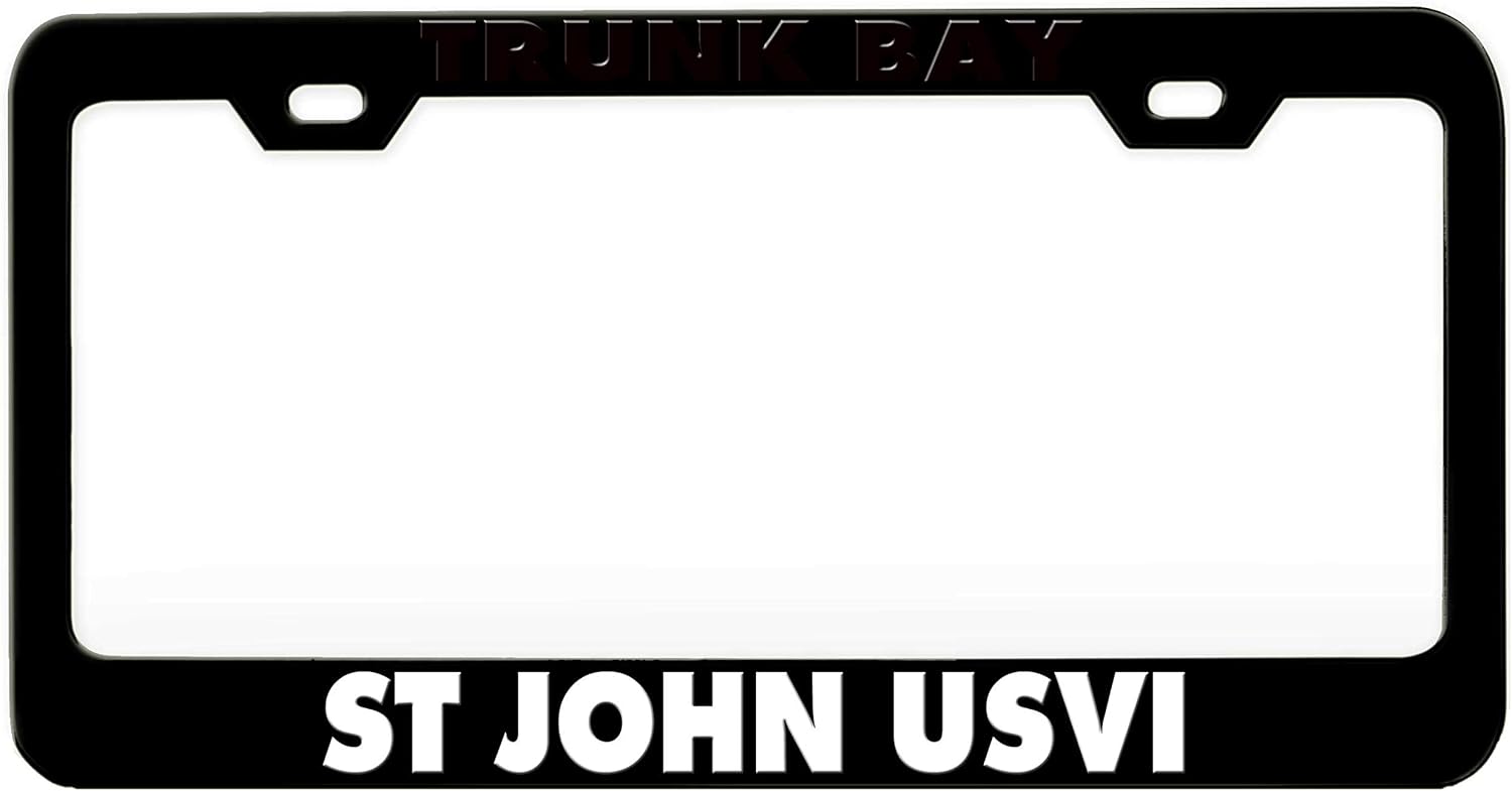 Trunk Bay ST John USVI Humor Funny Pink Steel Metal License Plate Frame Auto Car SUV Tag Holder, E98