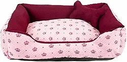 Cama para Cachorro Grande 70X55 Com Zíper Estampa Coroa Vinho