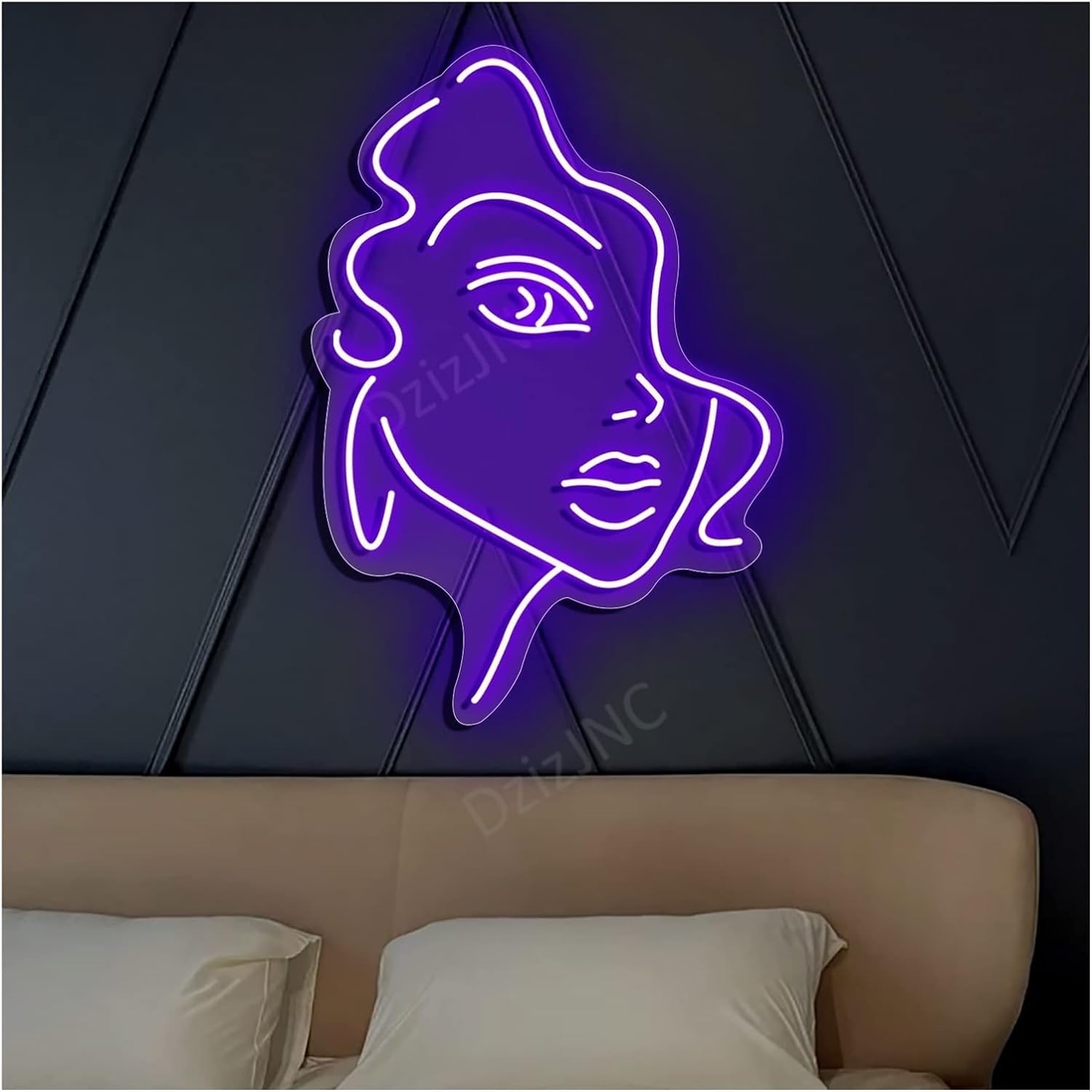 Neon LED Znak świetlny Neon Ludzka twarz, spersonalizowane przyciemniane światła neonowe Znaki do pokoju Sypialnia Dekoracje ścienne Prezenty, kolory można dostosować 34x50cm