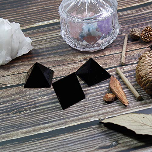 Image of Runyangshi Natural Black Obsidian Crystal Pyramid Energy Generator | 1.6x1.6in (4x4cm) Healing Crystal Pyramid for Protection & Positive Energy | Natural Quartz for Chakra Reiki Home Decor