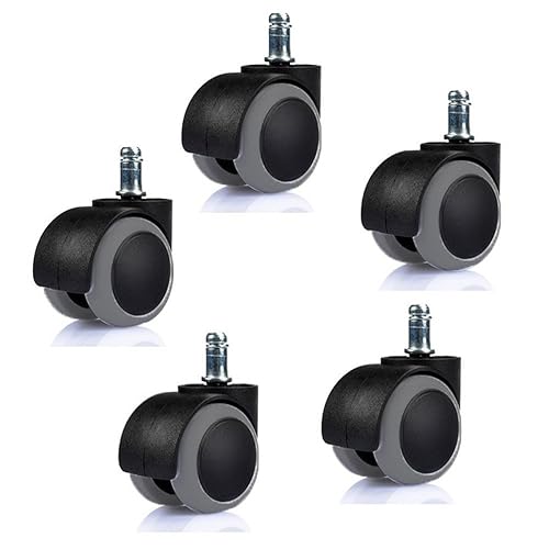 Wideskall Juego de 5 ruedas giratorias de repuesto para silla de oficina, ruedas de goma, ajuste universal, juego de 5