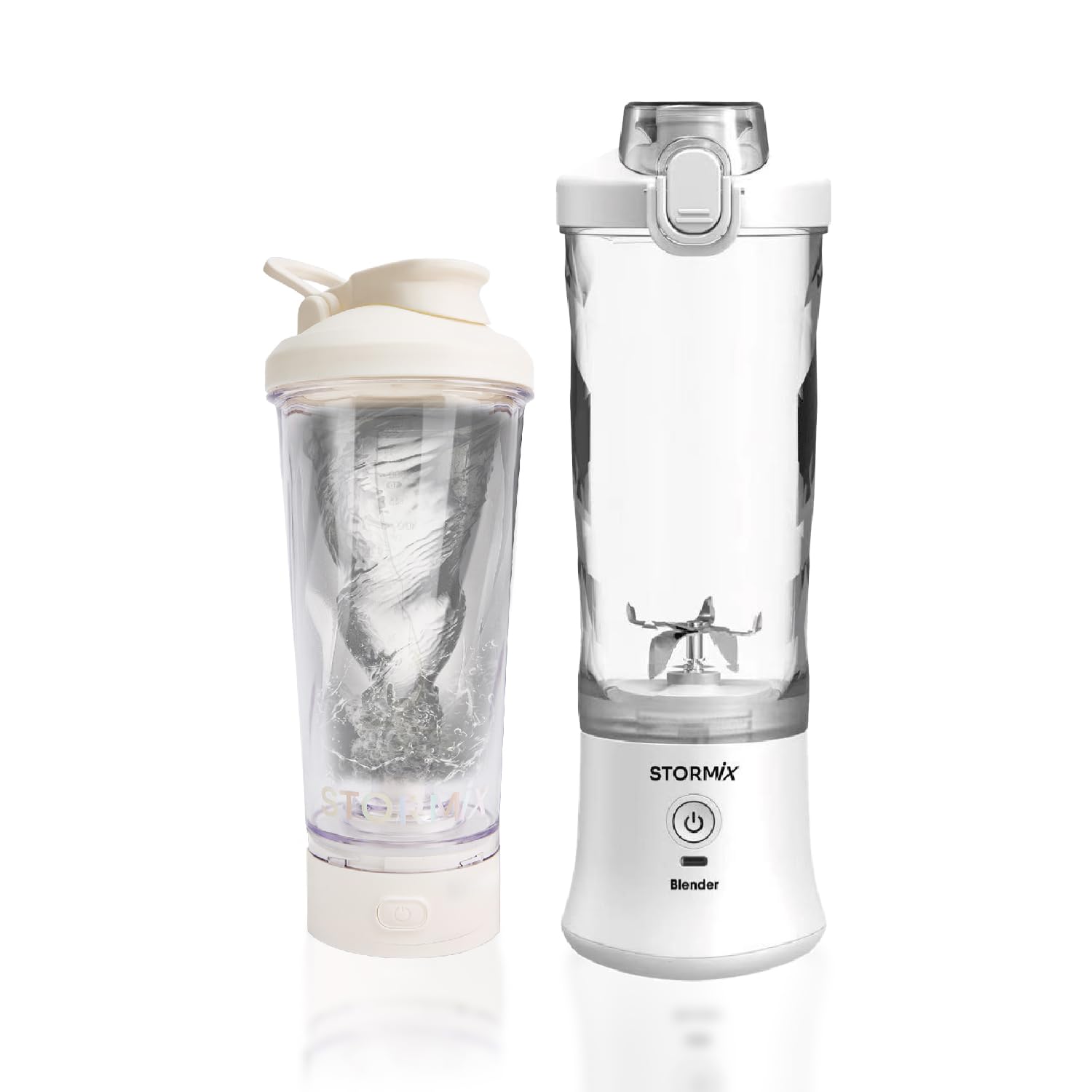 STORMIX Pack Blender & Shaker Électrique – Mixeur Portable 150W – 6 Lames Inox – USB-C Rechargeable – Smoothies, Shakes & Protéines – 600ml – Silencieux – Batterie Longue Durée – Design Compact