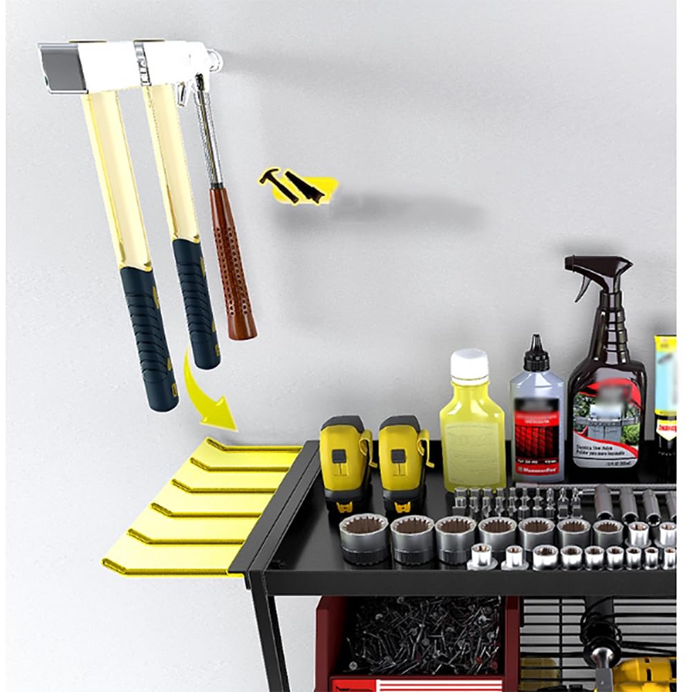 Zstar Soporte de pared para herramientas, organizador de taller para 8 herramientas eléctricas, soporte de herramientas de 4 niveles con destornillador para garaje, taller de coche, 60 x 24,5 x 41,5