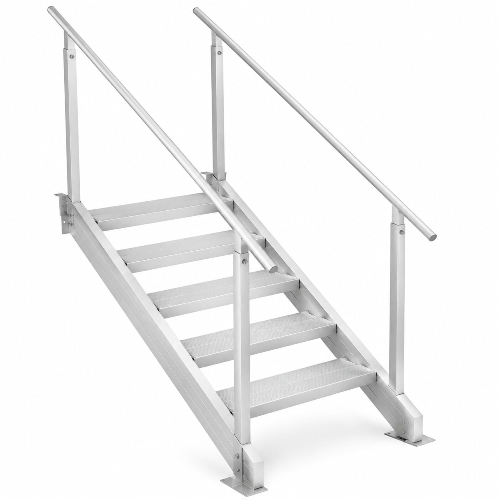 Aluminiowa drabinka dokowa, 6 stopni, dwie poręcze, nośność 250 kg, do łodzi, portów oraz basenów