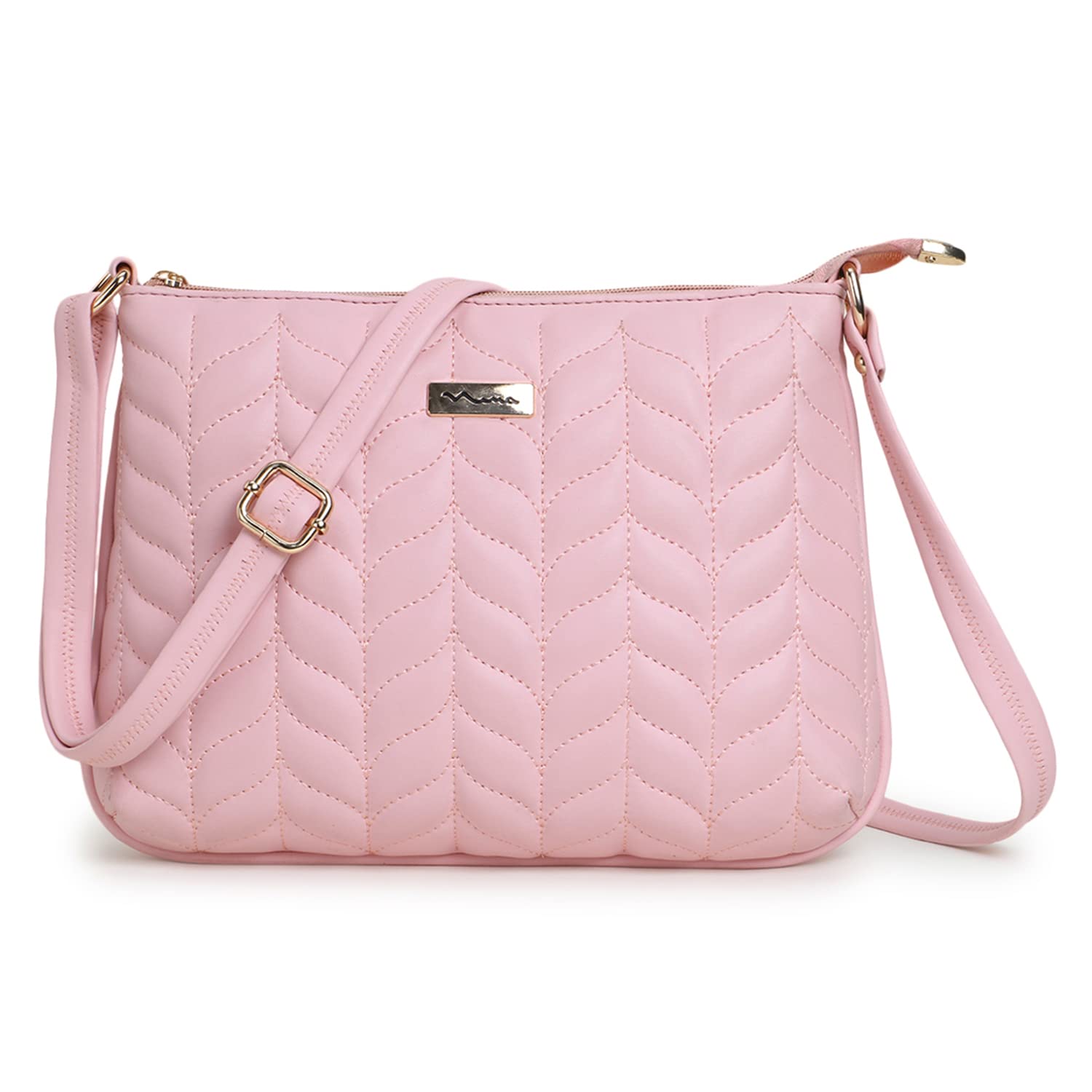 Shining Star Womens PU Structured Quilted Sling Bag (Peach) (B09RQ3G1P9) Amazon Price History, Amazon Price Tracker