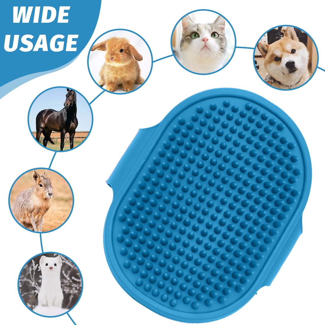 Dog Cat Brush Set of 3 Silicone Rubber Dog Cat Hair Care Brush for Dogs and Cats Remove Excess and Dead Animal Hair - Image 4