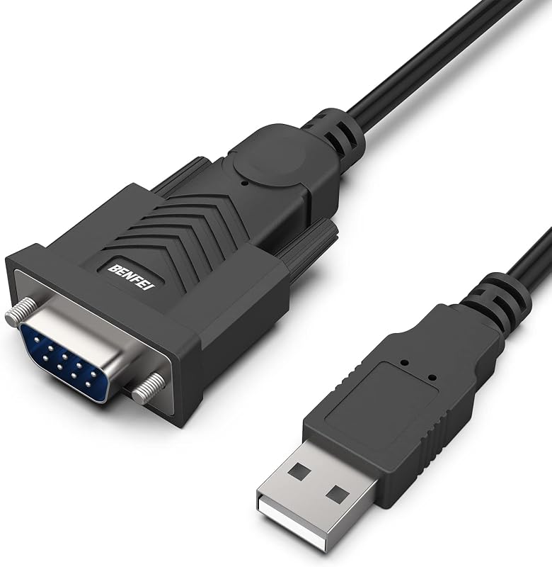 BENFEI USB to Serial Adapter, USB to RS-232 Male (9-pin) DB9 Serial Cable, Prolific Chipset, Windows 11/10/8.1/8/7, Mac OS X 10.6 and Above, 1.8M(Not VGA)