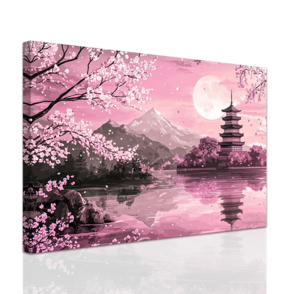 絵画 my room Amazon.com: ZXHYWYM Japanese Wall Art Pink Cherry Blossom Pictures