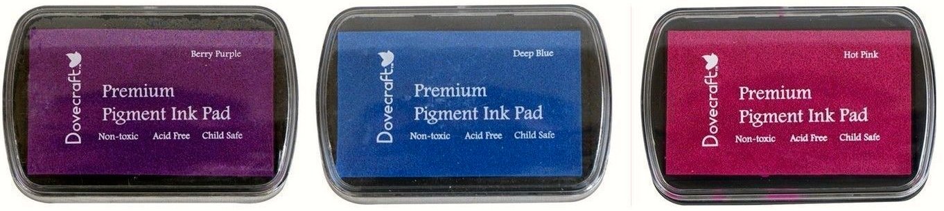 Ink Pads Pink Dovecraft Premium Pigment Set Of 3 Pads - Berry Purple, Deep Blue And Hot By Cr Trading :