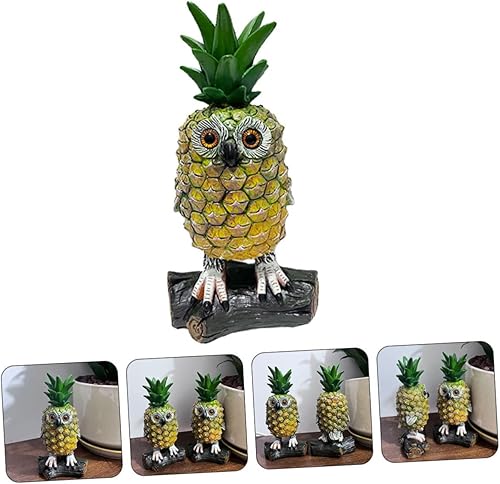 Miniatura 2 de Veemoon Adorno de búho de Halloween para Hawái, adorno de Halloween, estatua de animal de Halloween, decoración de estantería de piña falsa, estatua