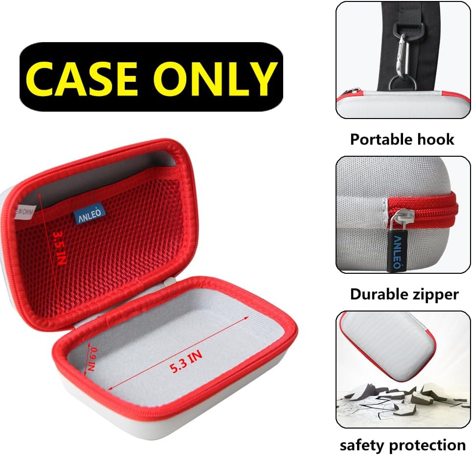 Anleo Hard Travel Case for Soundcore Select 4 Go Bluetooth Shower Speaker (Gray+red Zipper) - Image 4