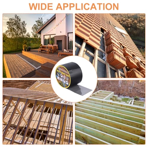 Image of uxcell Deck Joist Tape 4 inch x 50', 2 Rolls Butyl Joist Tape for Decking, Deck Joist Flashing Tape for Wood Joists Beams