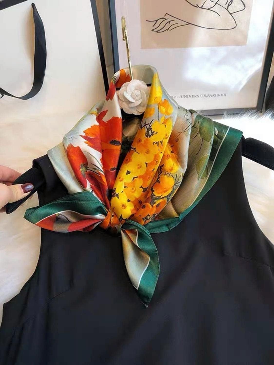 PoeticEHome 100% Pure Mulberry Silk Square Scarf 27"x27" Women Neckerchief Headscarf Gift Packed - Image 2