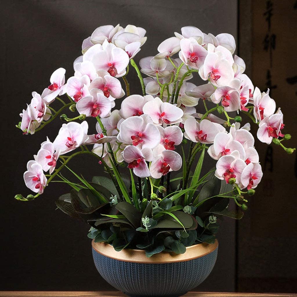 Künstliche Phalaenopsis-Blumen, große künstliche Orchidee im Topf für Zuhause, Hochzeit, Partydekoration, natürliches Aussehen, realistisches Kunstblumenarrangement