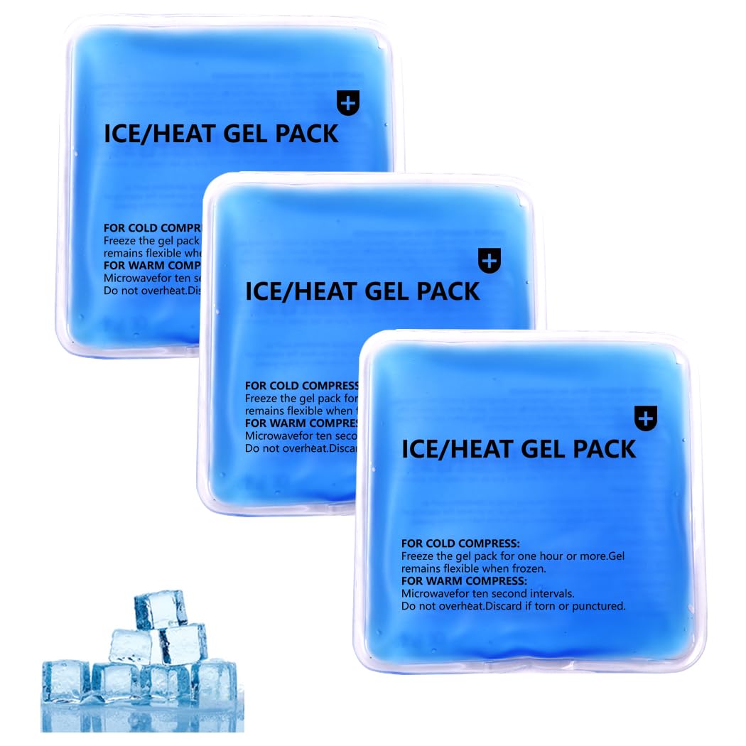 Gel Ice PackReusable Hot and Cold Gel Ice Packs for Injuries - Cold Compress, Ice Pack, Gel Ice Packs, Cold Pack, Gel Ice Pack Cold Compress for Pain Relief （3pcs）