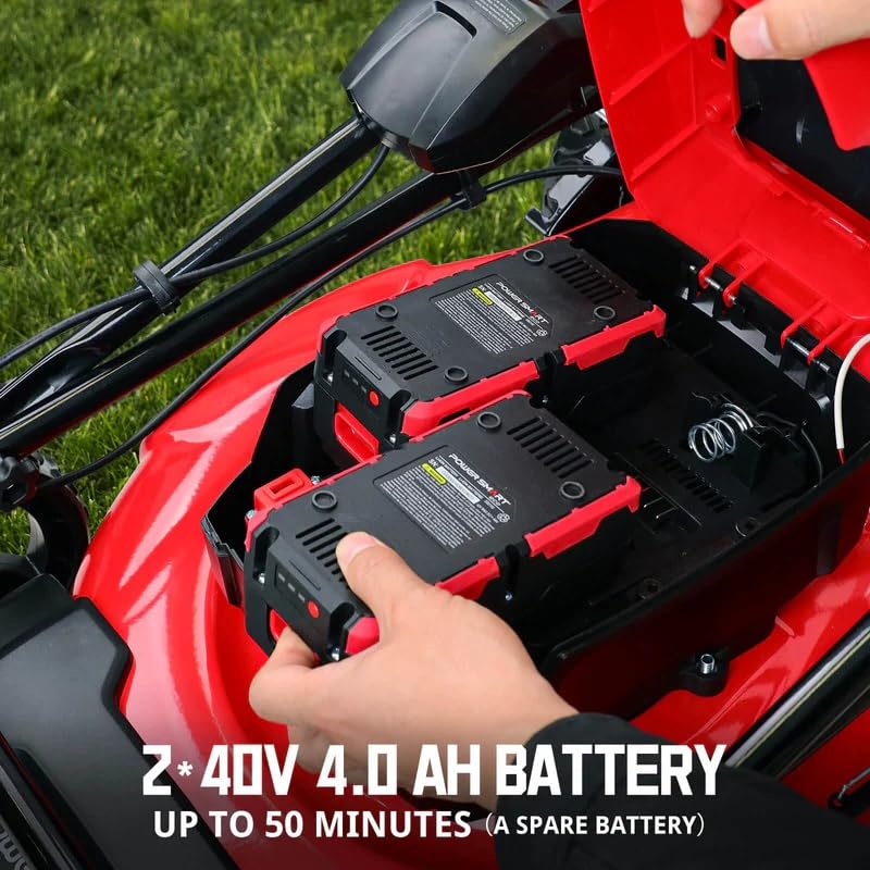 Image of PowerSmart 40V 21 inch Cordless Electric Lawn Mower, Mulching & Bagging, Brushless Motor, 6-Position Height Adjustment, Foldable for Storage, 2x4.0Ah Batteries & Charger Included for Garden, Patio, Yard