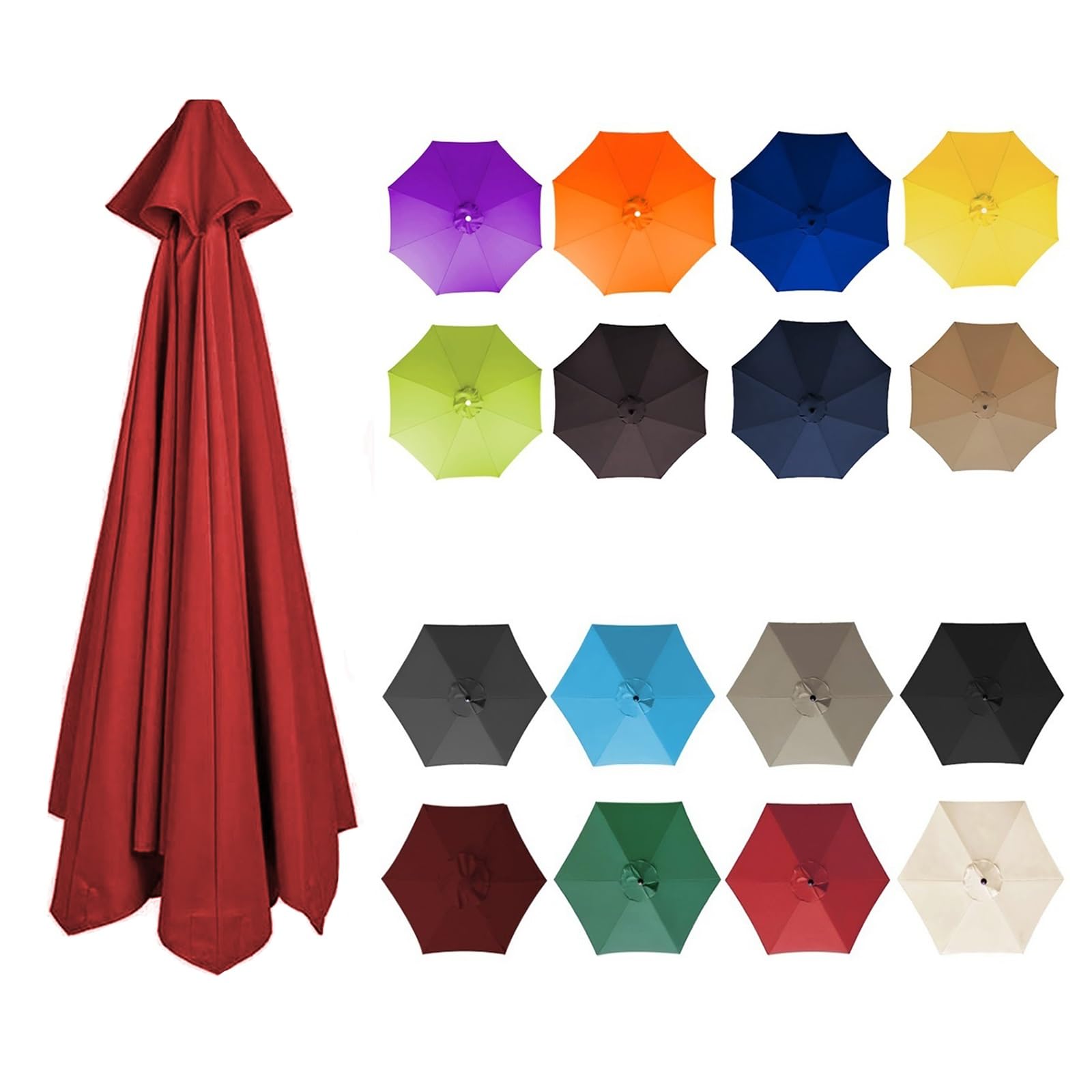 Copertura Di Ricambio Per OmbrelloneA 6 Stecche /8 Stecche, Tessuto Di Ricambio Per Ombrellone, Rechange Telo Per Ombrellone(Red,8 RIBS: 350CM/11.5FT)