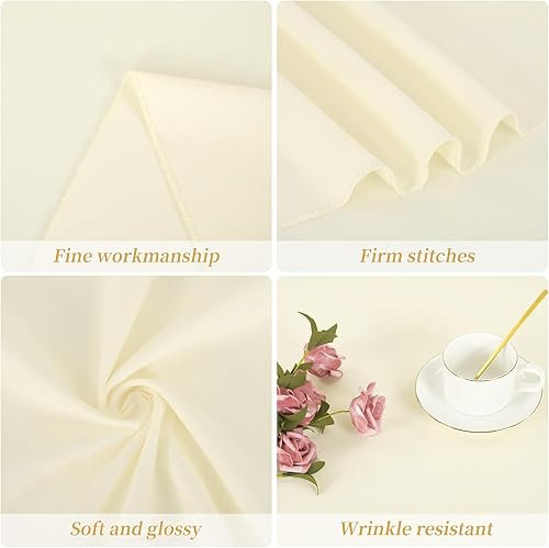 Miniatura 44 de Paquete de 4 manteles redondos blancos de 120 pulgadas – Mantel circular de poliéster para mesa redonda, resistente a las manchas y a las arrugas