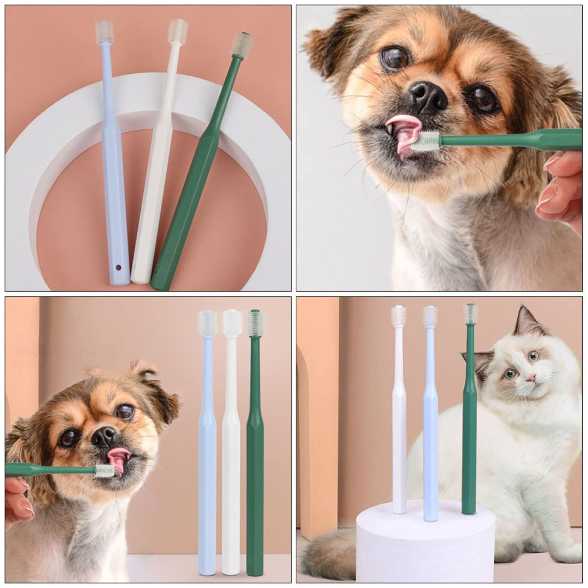 Mipcase 12pezzi Spazzolino Da Denti Per Animali Domestici Spazzolino Leggero Con Manico Ergonomico e Setole Morbide Pulizia Orale Profonda Per Cani e Gatti Gradi Di Comfort e Praticità