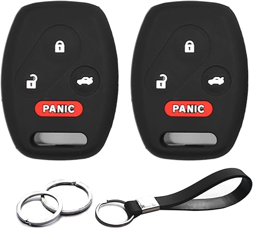 INFIPAR 2 piezas compatibles con Honda Remote Head 4 Botones de Silicona Negro FOB Funda protectora de llave sin llave Soporte remoto para Honda