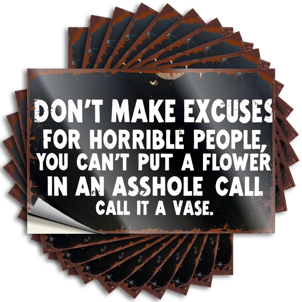 Fzfn Men's Colour Funny Sticker Pool Stuff Vinyl Sticker | Don't Make Excuses For Horrible People. Encouraging For Use(8X12cm)