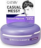 GATSBY Moving Rubber Wild Shake Hair Wax - Messy Bouncy Styles for Short/Medium Hair, 80g Japanese Formula