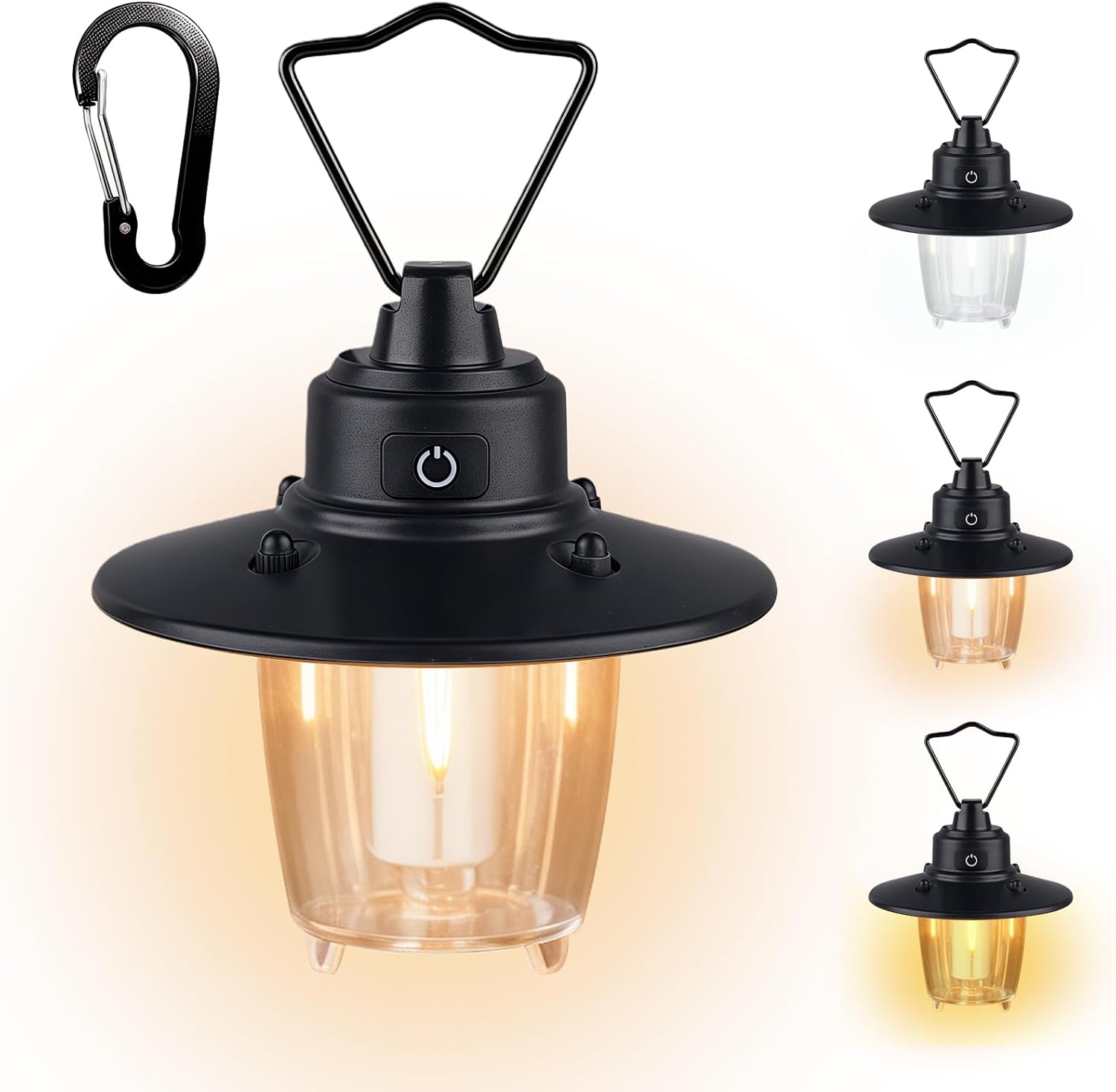 Hanging Camping Light, Antique Black, Rechargeable LED Camping Lantern with Three Light Modes, Cordless, Vintage, Weatherproof Tent Light for Camping, Outdoor, Emergency Use