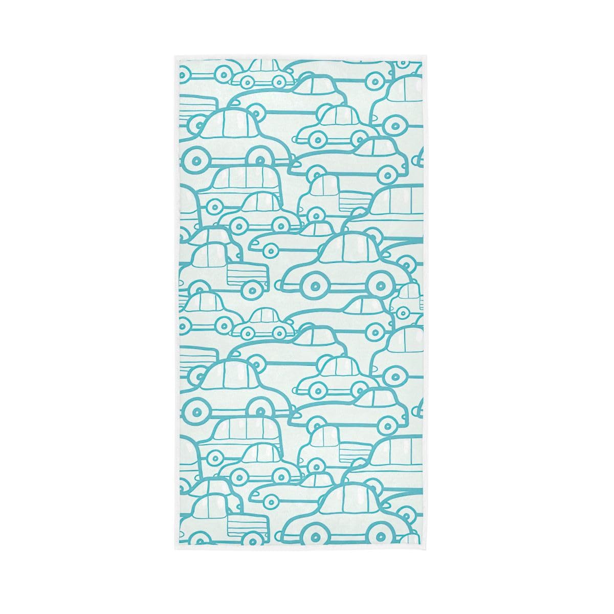 LSRCPD Doodle Cars Blue White Hand Towel, 15 x 30 Inches, Soft Highly Absorbent Towels for Bathroom Gym Hotel
