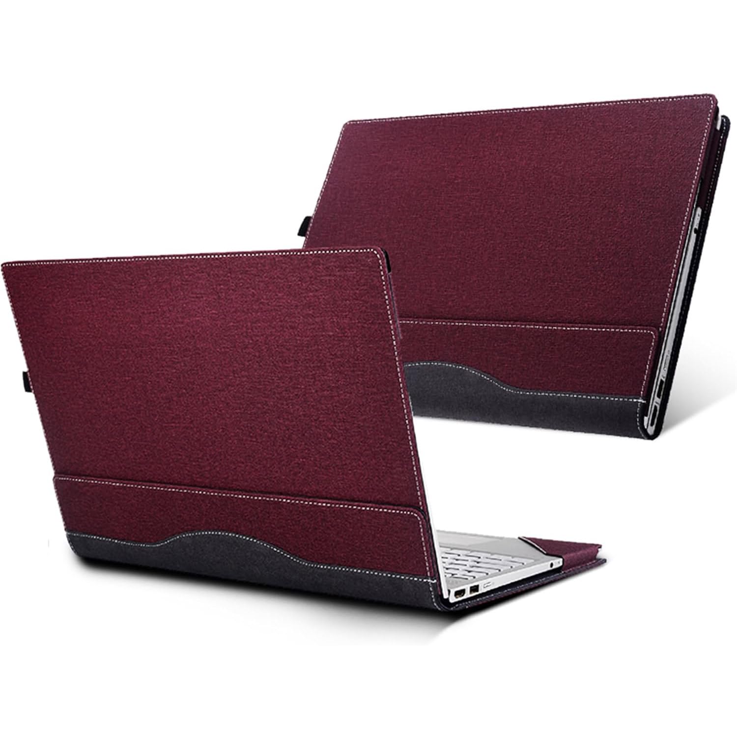 Custodia protettiva per laptop da 14" MSI Modern 14 C13M C12M C11M C7M C5M, in materiale PU, separabile, custodia protettiva per notebook e PC (rosso vinaccio)