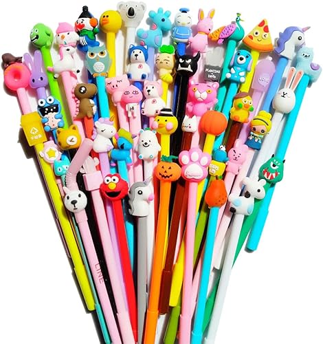 Miniatura 10 de sencoo Paquete de 24 bolígrafos de gel de dibujos animados negros borrables para estudiantes, regalos de cumpleaños para niños