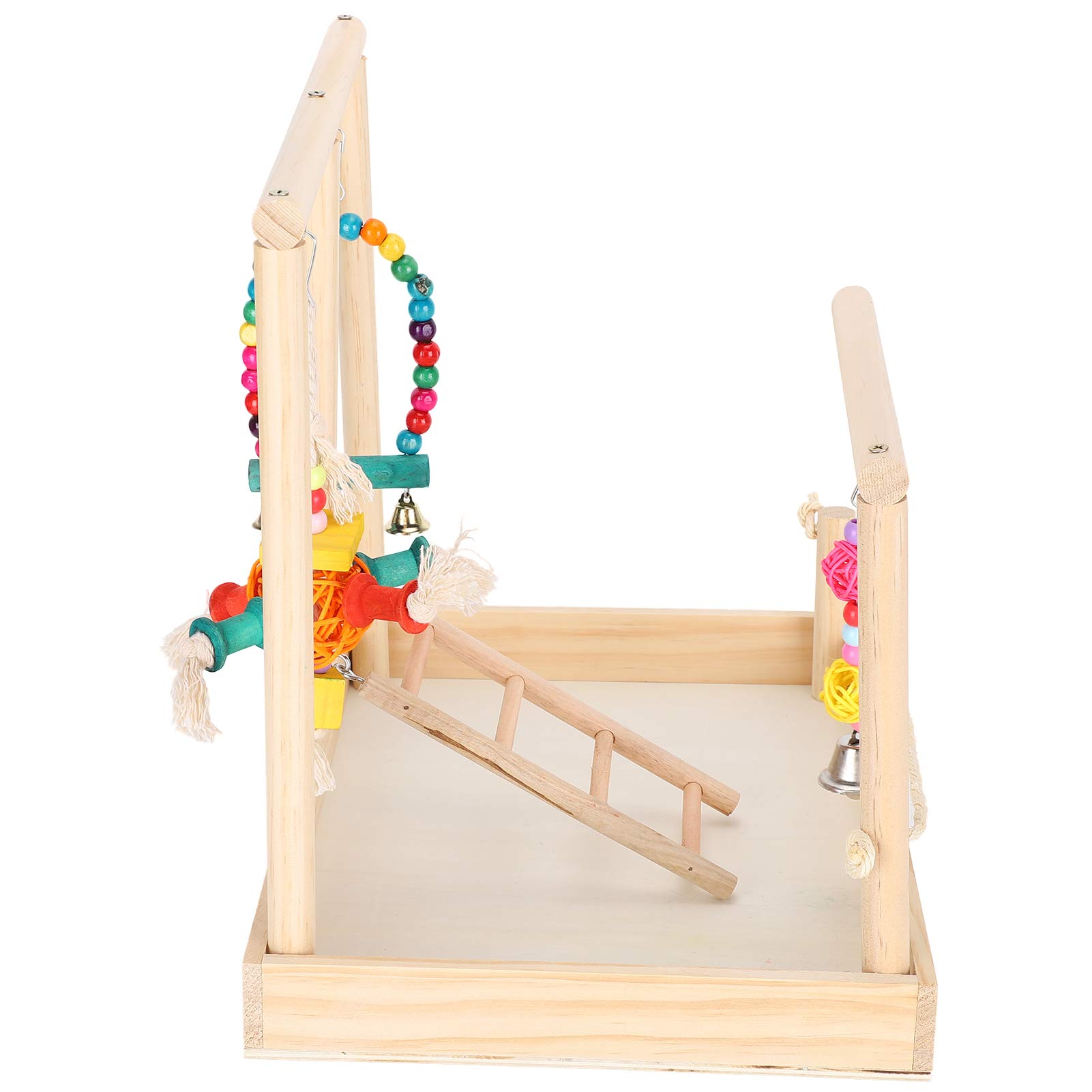 pour perroquets, perchoirs à Oiseaux, Jouets à mâcher pour Petits Oiseaux, avec Cloche, Support en Bois, échelle, balançoire, pour perruches, calopsittes, inséparables
