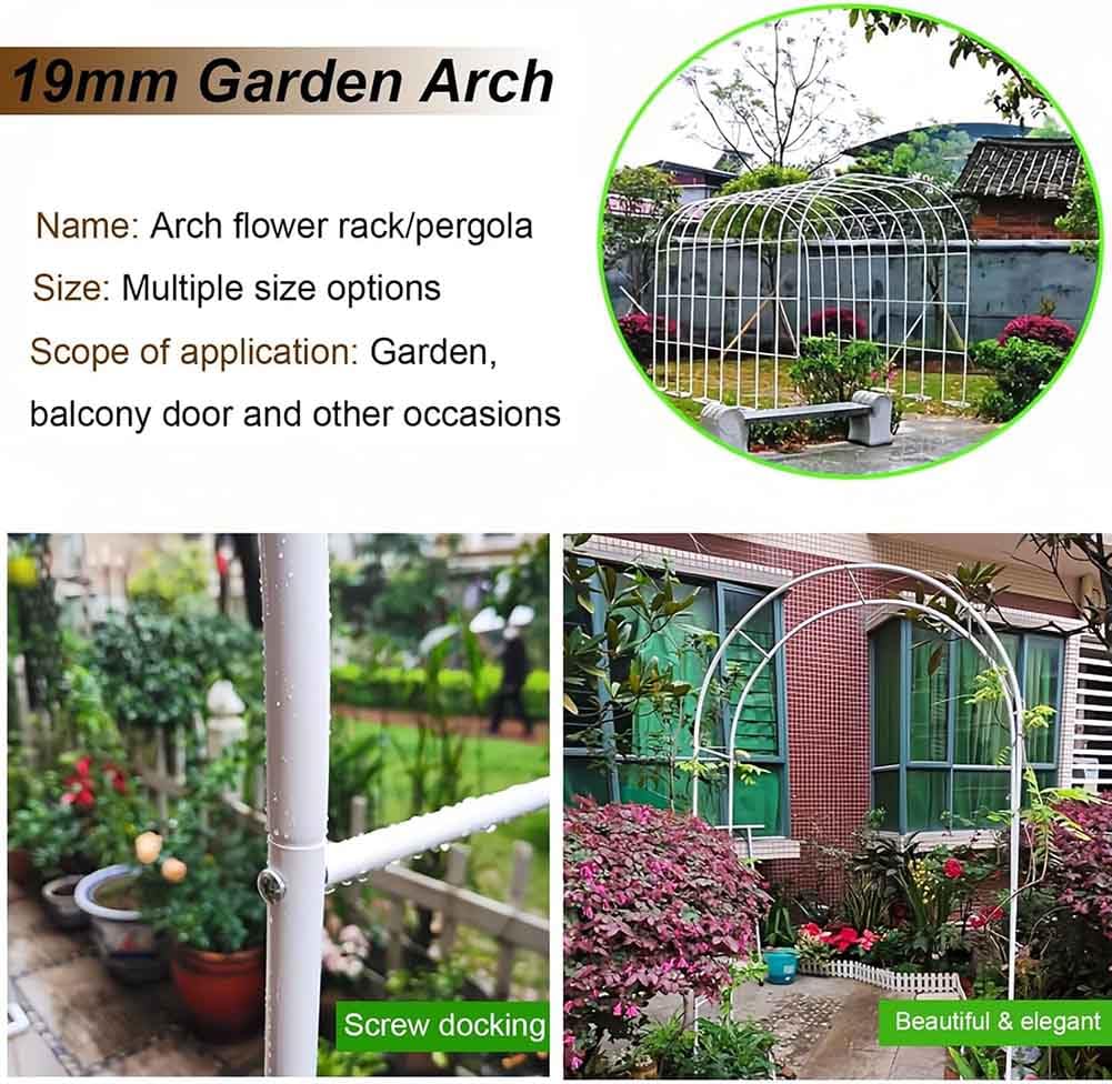 Arco da giardino in metallo resistente, per piante rampicanti, supporto ad arco verde, 1,2 m di larghezza, per grandi archi nuziali, dimensioni 140 cm, 180 cm, 240 cm