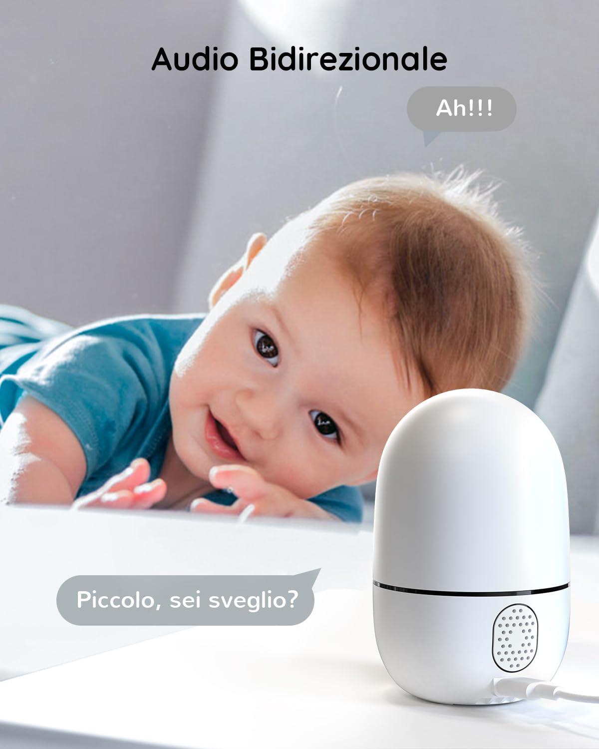 VIRTAVO Telecamera WiFi Interno Doppio Obiettivo, 2 Viste in 1 Schermo, 360° Pan/Tilt/Zoom, Visione Notturna a Colori, Smart Tracking, Audio Bidirezionale, Senza Abbonamenti Nascosti, XD1