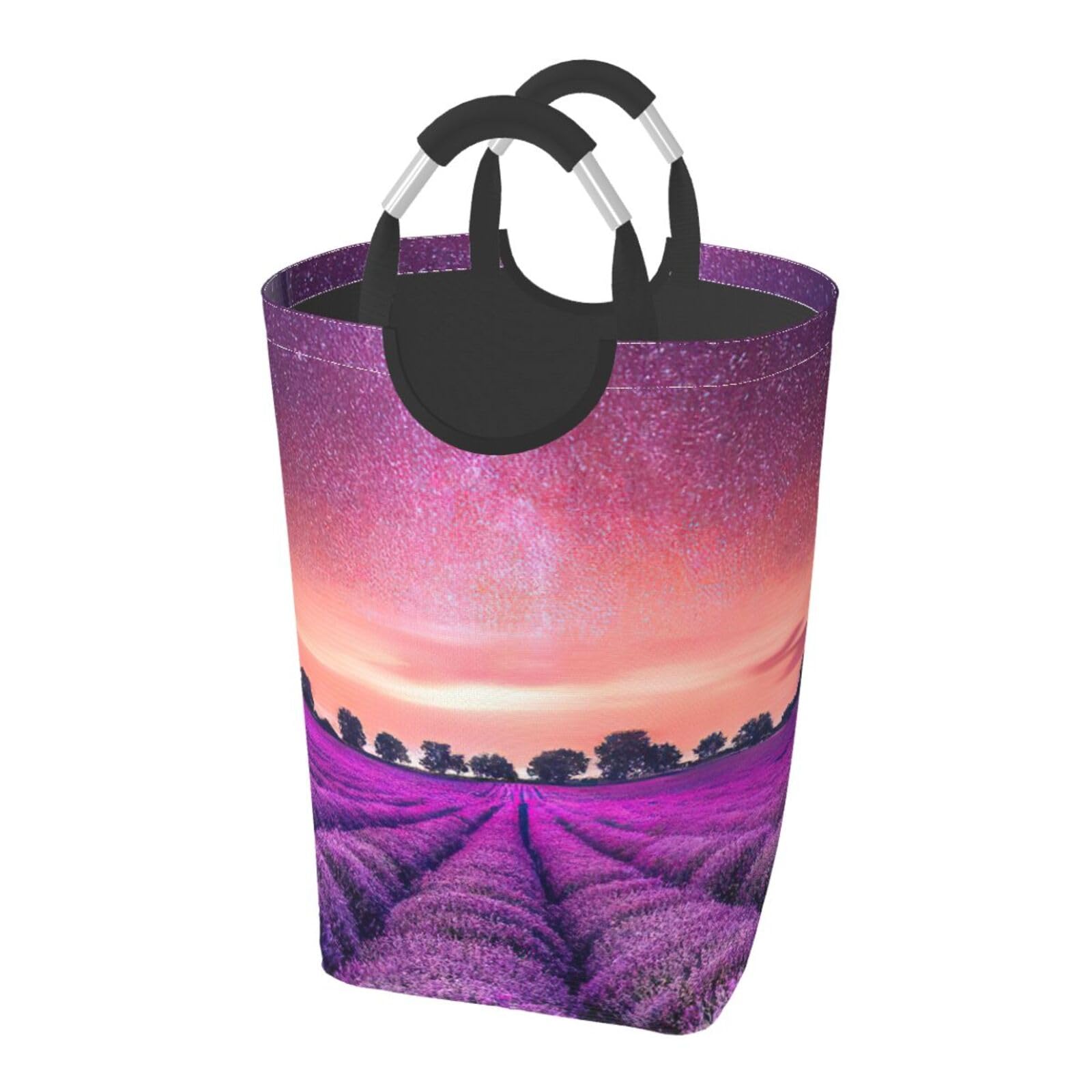 Sac à linge pliable imprimé lavande pour optimiser l'espace des petits dortoirs