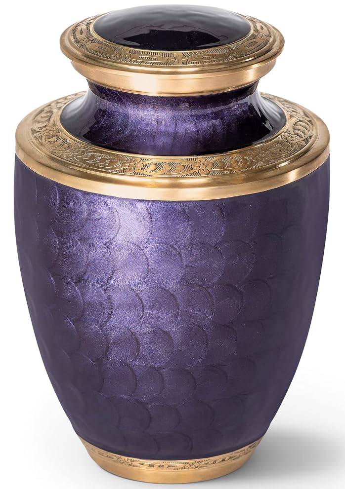 Image of Cremation Urn for Human Ashes - Adult Brass Urn for Men or Women up to 200lbs - Handcrafted Memorial Burial Urn - Suitable for Funeral or Display