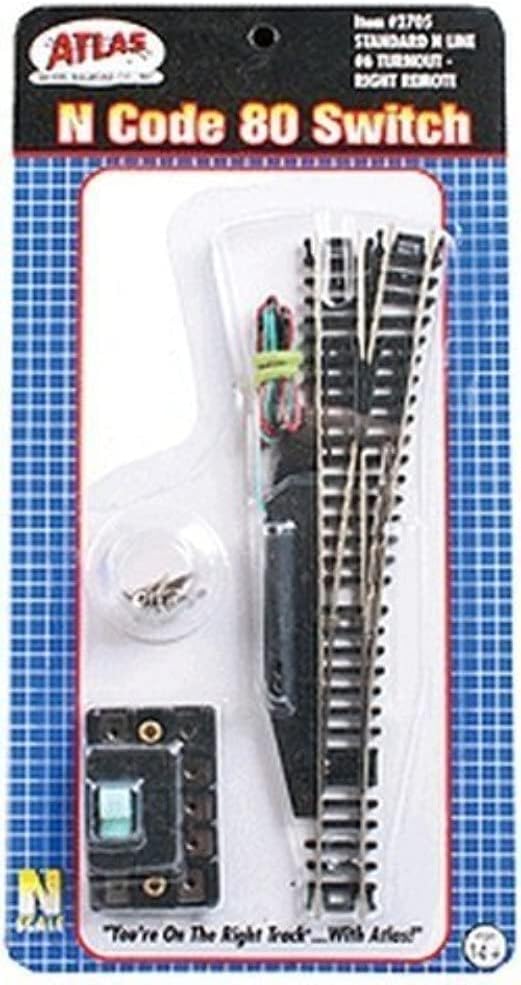 N Code 80 Nickel Silver #6 Remote Switch Right Atlas Trains