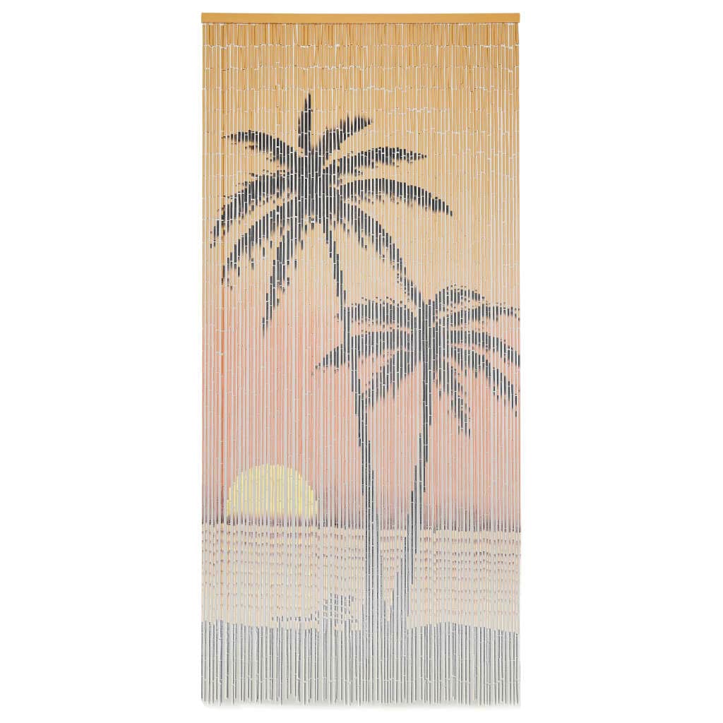 vidaXL Insect Door Curtain with 90 Strands of Fine Bamboo Stems Home Garden Elegant Quiet Mosquitoes Fly Window Screen Bamboo 90x200cm