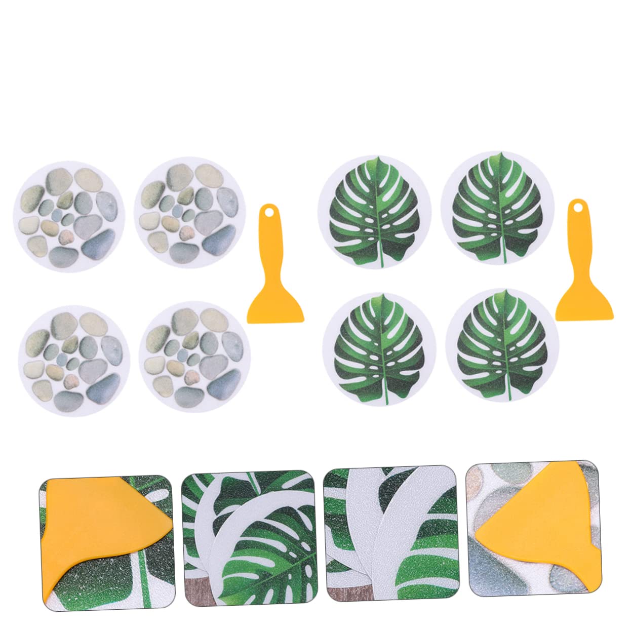 Alipis 8Pcs Slip Bath Safety Stickers for Bathtub Shower Non Slipping Decals with Leaf Designs for Home Hotel Use