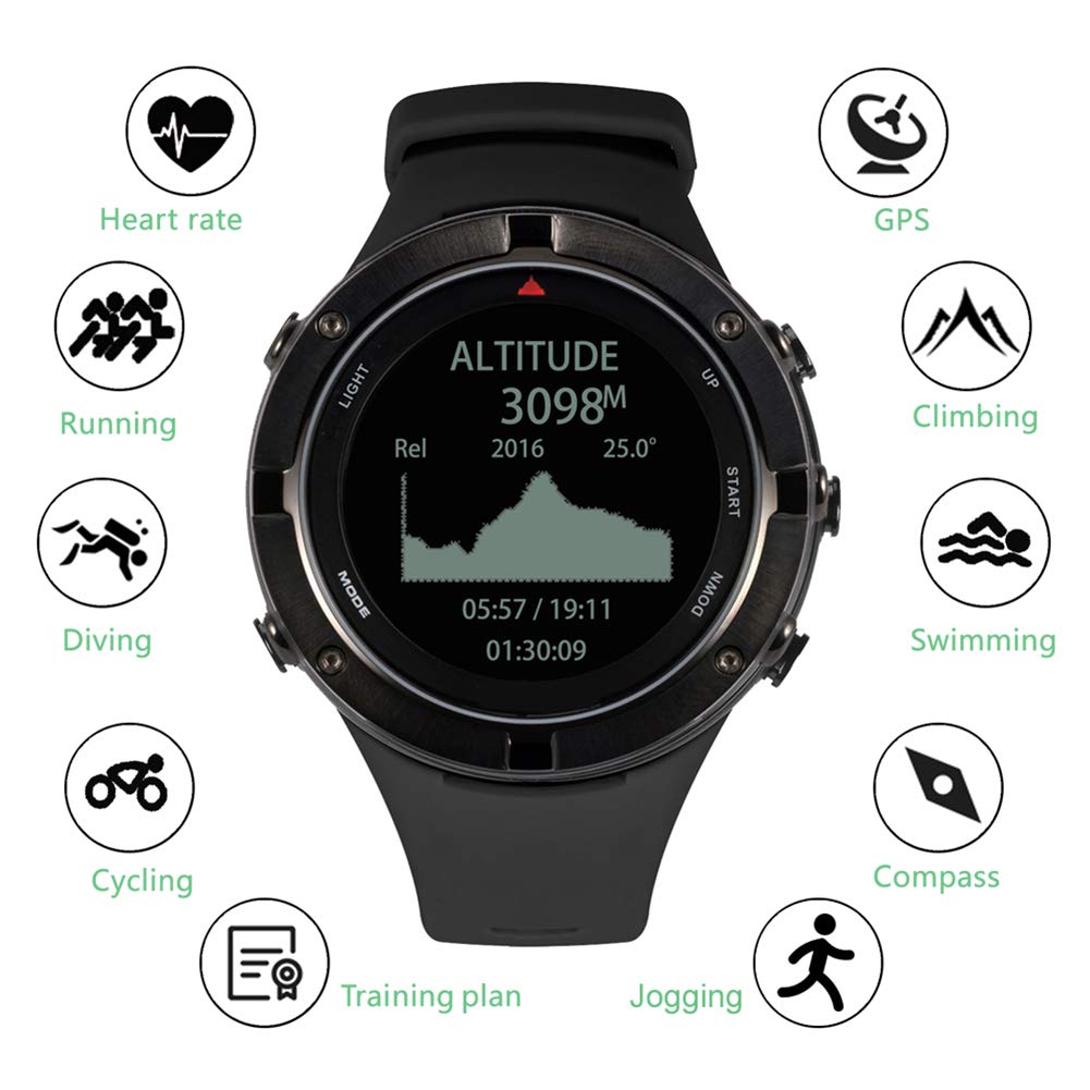 Reloj para Exteriores con Frecuencia Cardíaca GPS, Reloj Deportivo De Triatlón, Reloj para Exteriores, Altímetro, Barómetro, Reloj, Monitor De Frecuencia Cardíaca