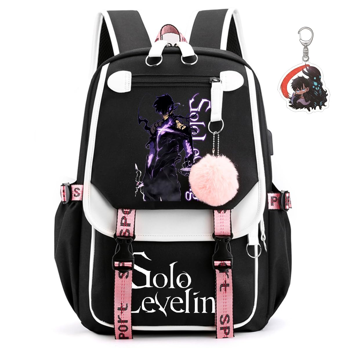 Solo Leveling Backpack Men Women Unisex Sung Jinwoo Rucksack Igris Anime Backpacks (B02-)