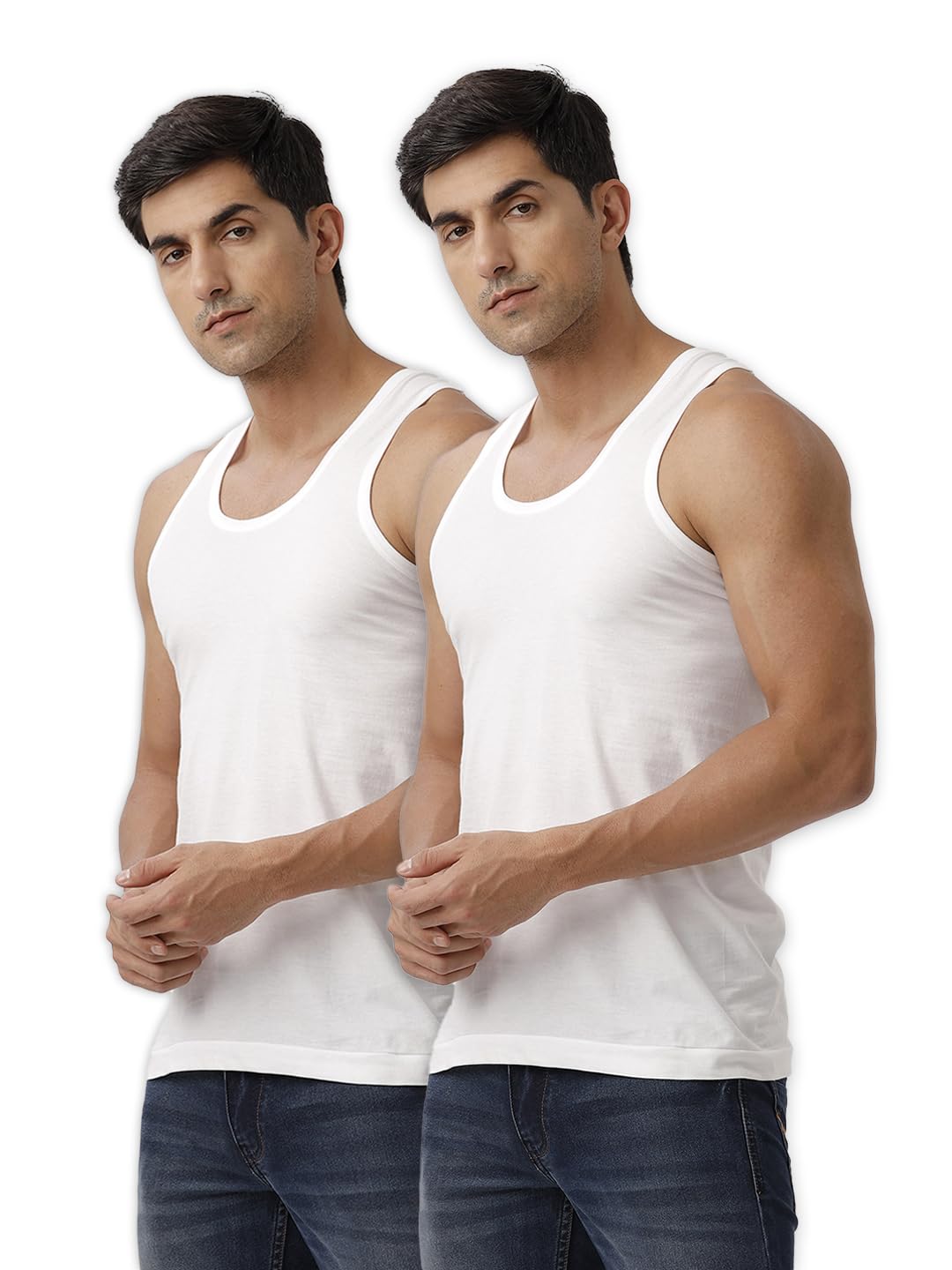 ramraj cotton Men Cotton White Vest RN (2 PCs Pack)-90-picture-35