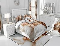 Vista 6 de Feelyou Juego de funda de edredón con estampado de gatos y mascotas en 3D con temática de animales para niños, niñas y adolescentes, decoración