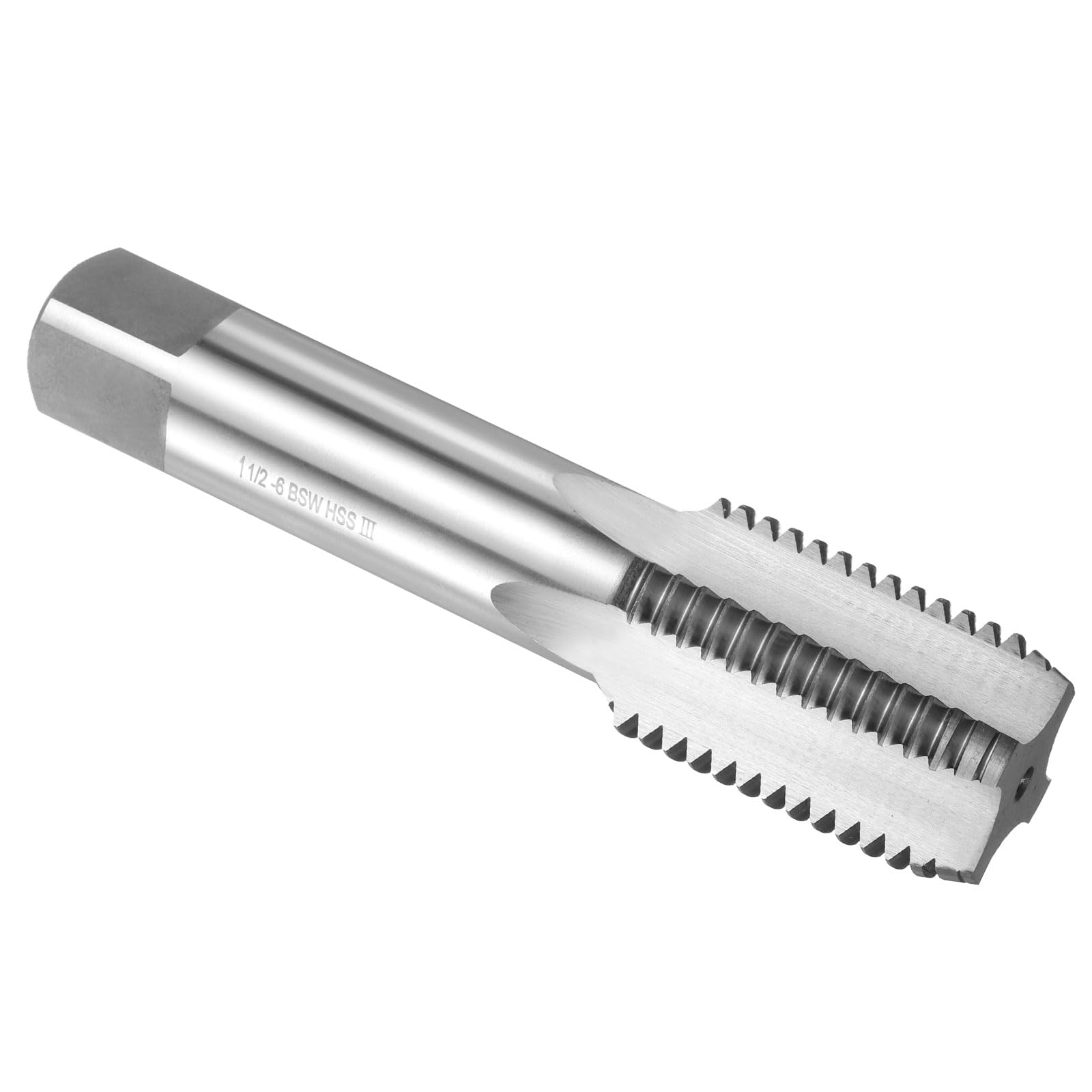 QUARKZMAN Macho de Roscar de Fondo Manual 1"-1/2"-6 BSW 2B Machuelo de Rosca de Fondo Acero Rápido HSS6542 Herramienta de Roscado de Ranuras Rectas