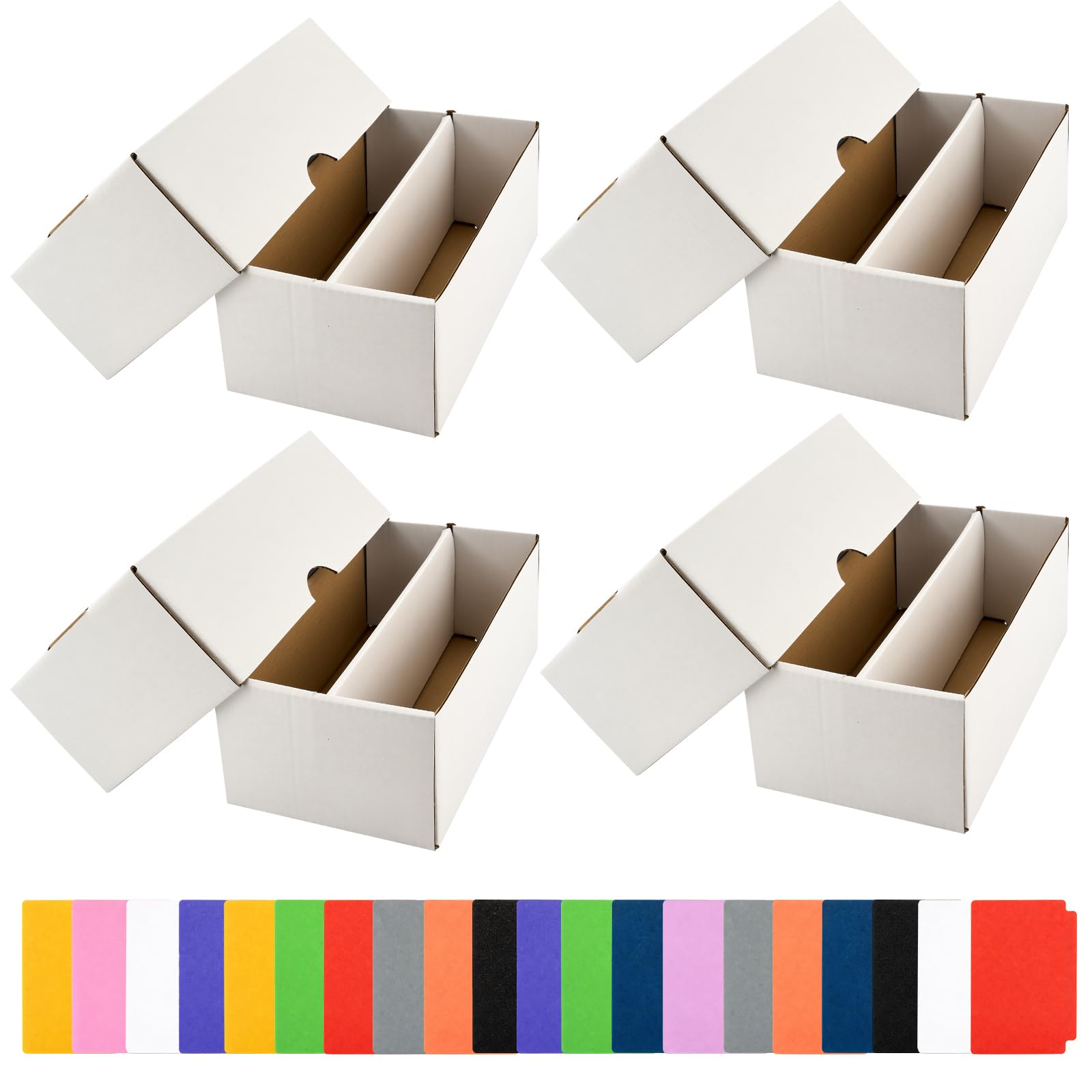 Bafeil 4 Pack Trading Card Storage Box, 2-Row Heavy Duty Card Storage Box