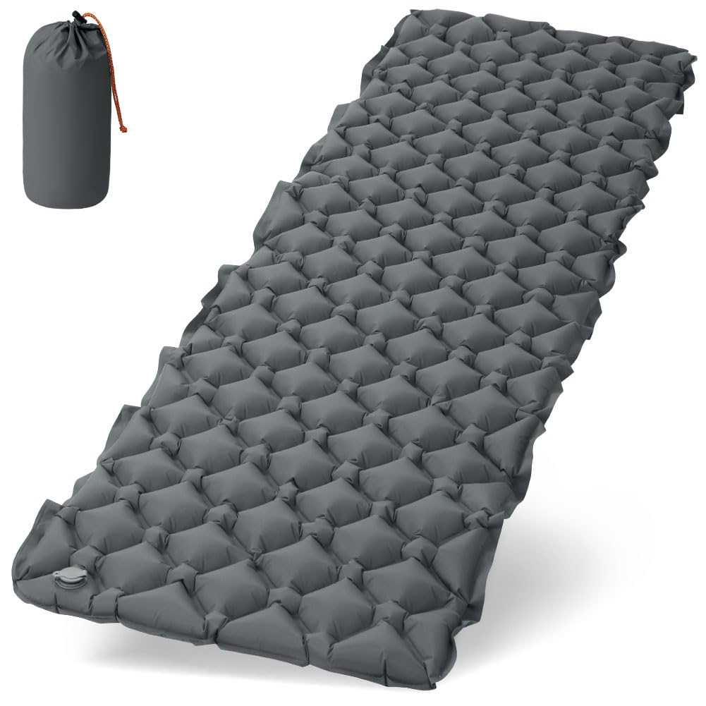 AUYAO Camping Sleeping Pad Ultralight Inflatable Sleeping Mat Sleeping Mattress Single Portable Camping Mat Lightweight Air Mat Camping Backpacking Sleeping Mat for Backpacking Hiking Tents(Grey) — image 1