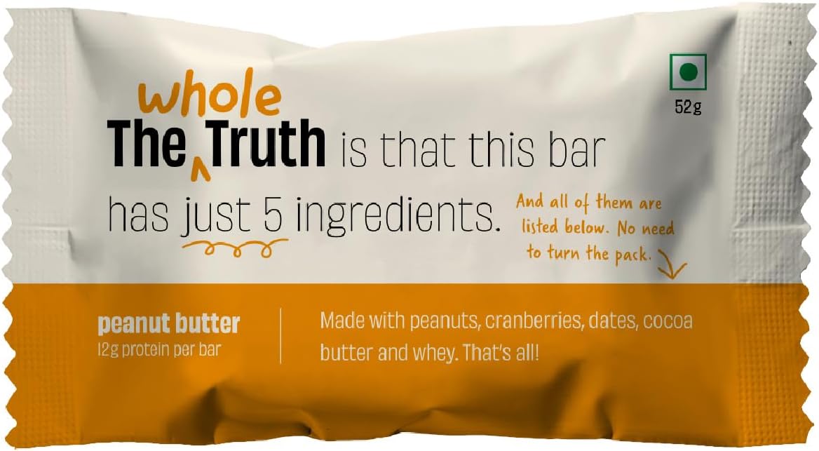 Protein Bars | Peanut Butter | Pack of 6 x 52g each | No Preservatives | No Artificial Sweeteners | No Gluten or Soy | All Natural Ingredients